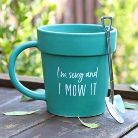 Sexy And I Mow It Pot Mug And Shovel Spoon