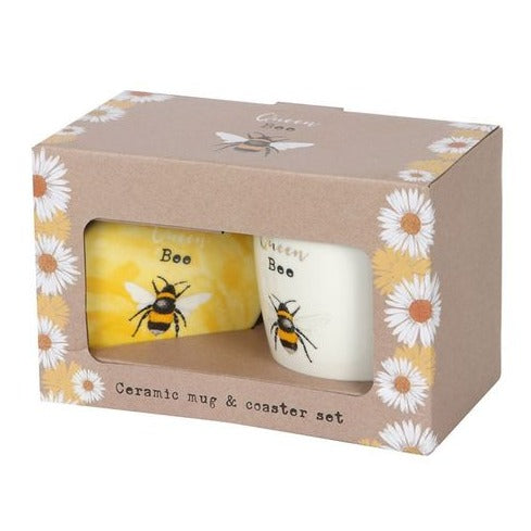 Queen Bee Ceramic Mug And Coaster Set