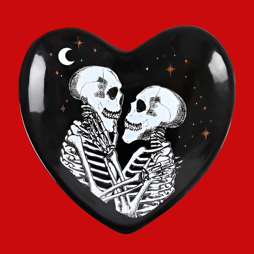 Skeleton Couple Heart Trinket Dish