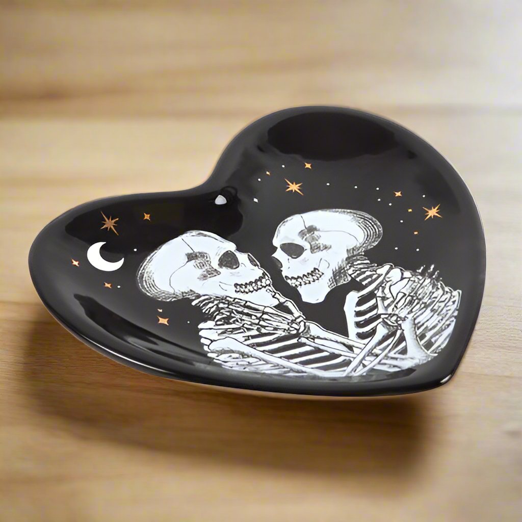 Skeleton Couple Heart Trinket Dish