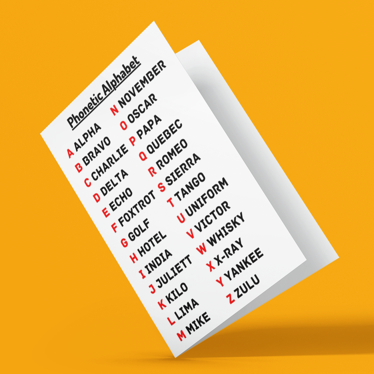Unique Phonetic Alphabet Greeting Card