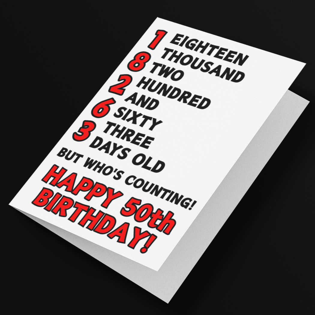 18263 Days Old But Who's Counting, Fun 50th Birthday Card