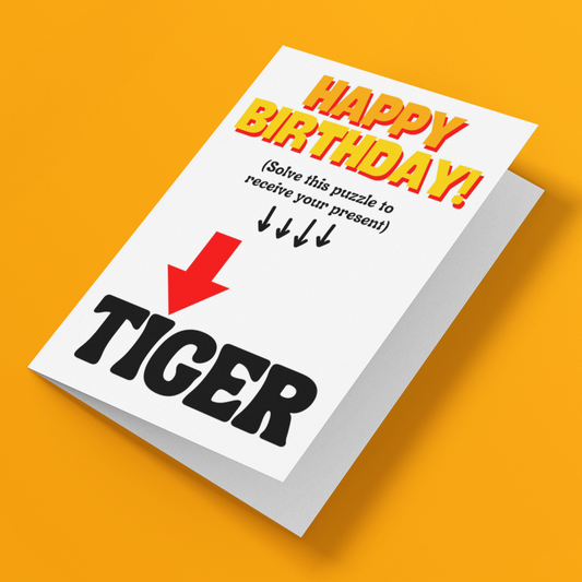Brain Teaser Puzzle Happy Birthday Card (Tiger)