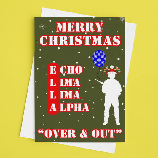 Personalised Military Phonetic Alphabet Christmas Card