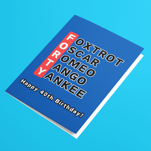 40th Birthday Phonetic Alphabet Card