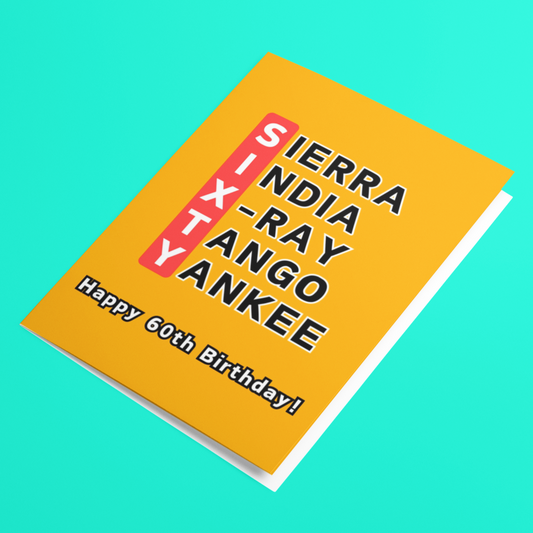 60th Birthday Phonetic Alphabet Card