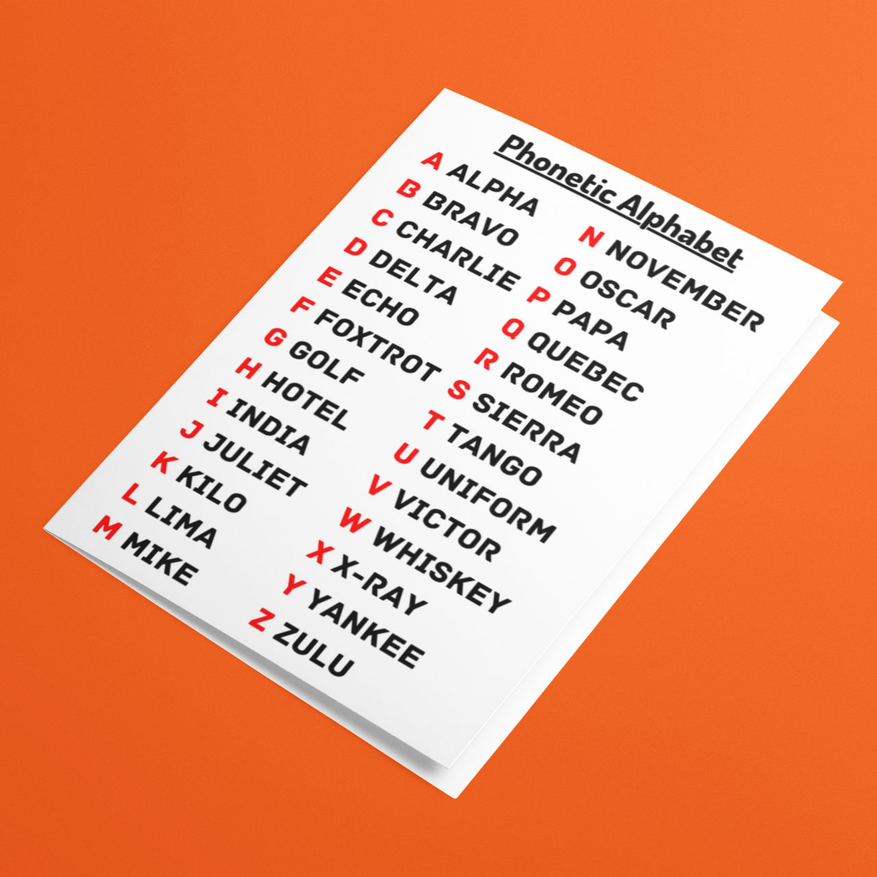 Unique Phonetic Alphabet Greeting Card