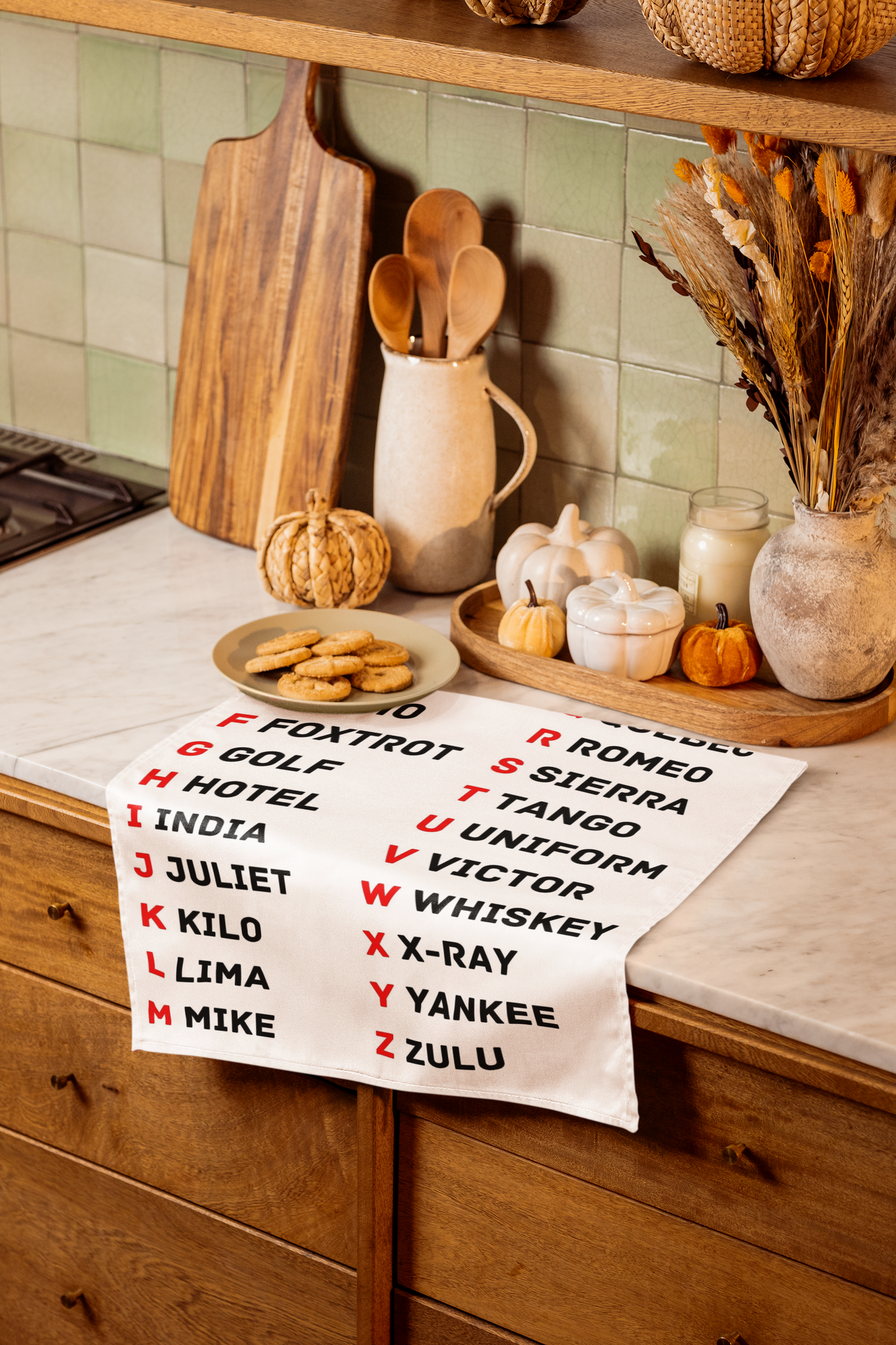 Phonetic Alphabet Tea Towel 100% Cotton Half Panama