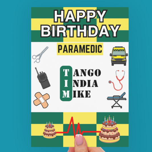 Personalised Paramedic Phonetic Alphabet Birthday Card