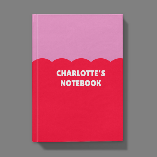 Personalised Name Hardback Notebook, Pink Colourblock Design, (Size A5 or A4)