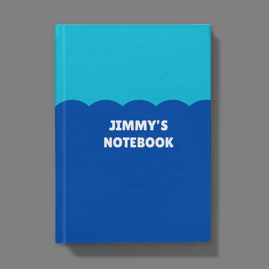 Personalised Name Hardback Notebook, Blue Colourblock Design, (Size A5 or A4)