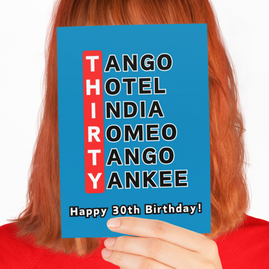 30th Birthday Phonetic Alphabet Card