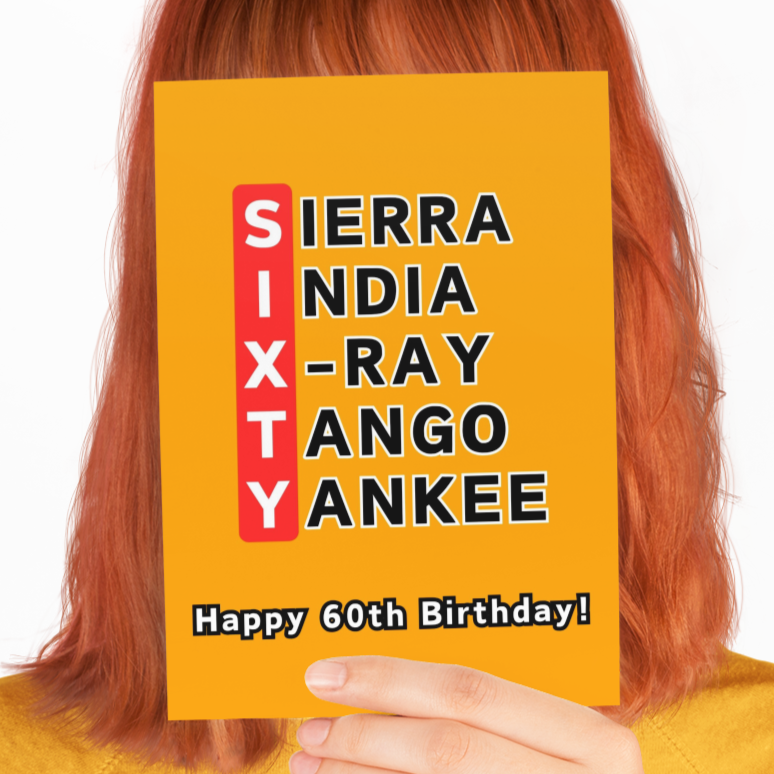 60th Birthday Phonetic Alphabet Card