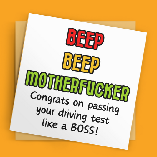 Square Beep Beep Motherfucker Card, Driving Test Card