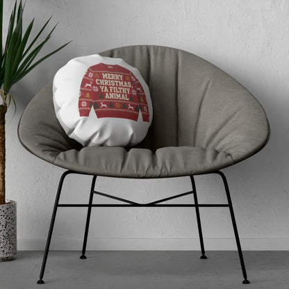Funny Merry Christmas Ya Filthy Animal Cushion 18 Inch Round Christmas Novelty Gift