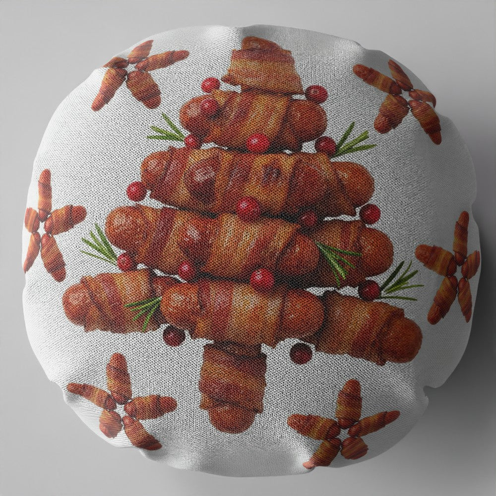 Funny Pigs in Blankets Round Christmas Cushion Novelty Gift