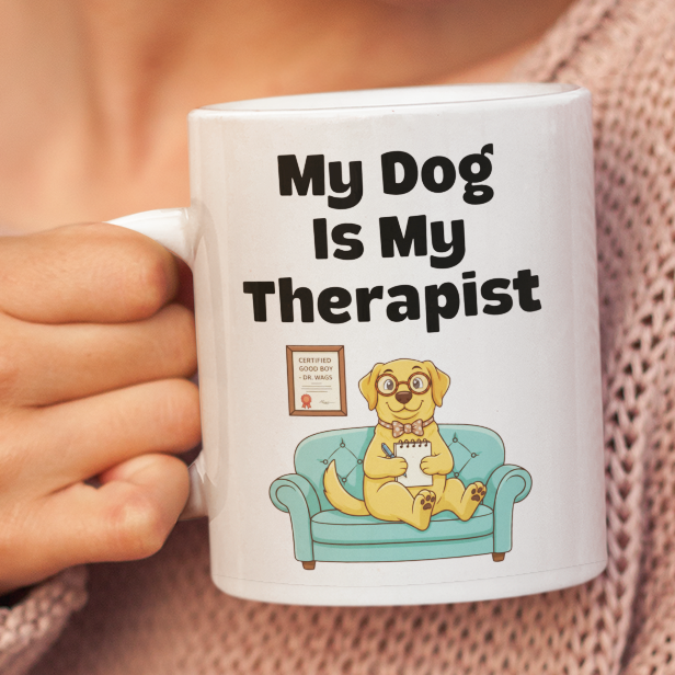 My Dog Is My Therapist Golden Labrador Mug – Funny Gift for Dog Lovers