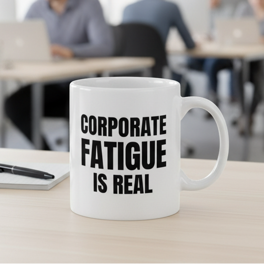 Funny Corporate Fatigue Is Real Mug, Office Work Mug, Funny Colleague Gift