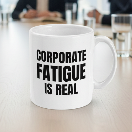 Funny Corporate Fatigue Is Real Mug, Office Work Mug, Funny Colleague Gift