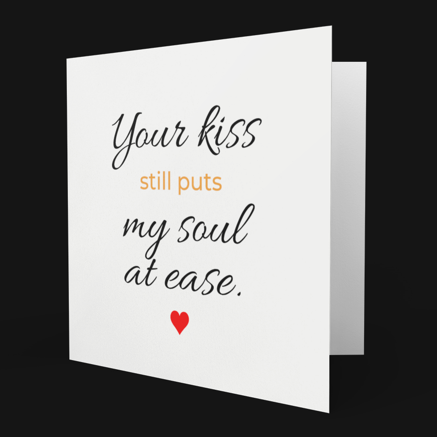 Greeting card with romantic message on a black background