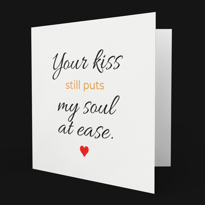 Greeting card with romantic message on a black background