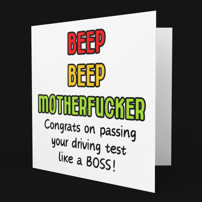 Square Beep Beep Motherfucker Card, Driving Test Card