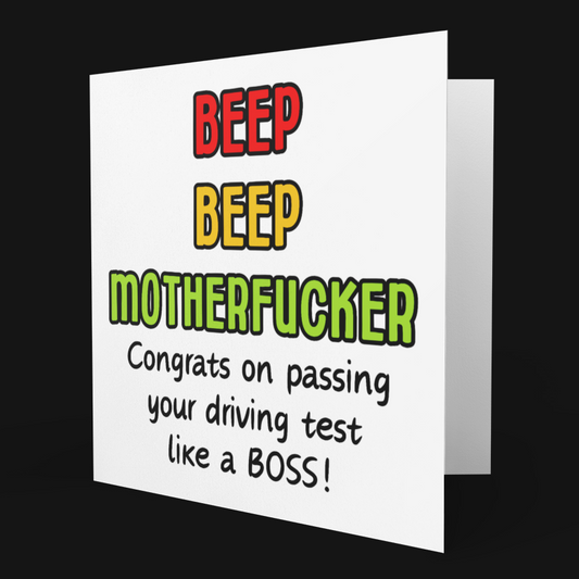 Square Beep Beep Motherfucker Card, Driving Test Card