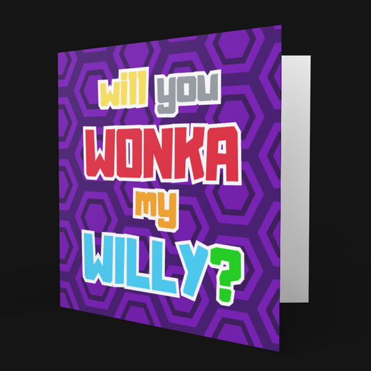 Greeting card with colorful text on a black background