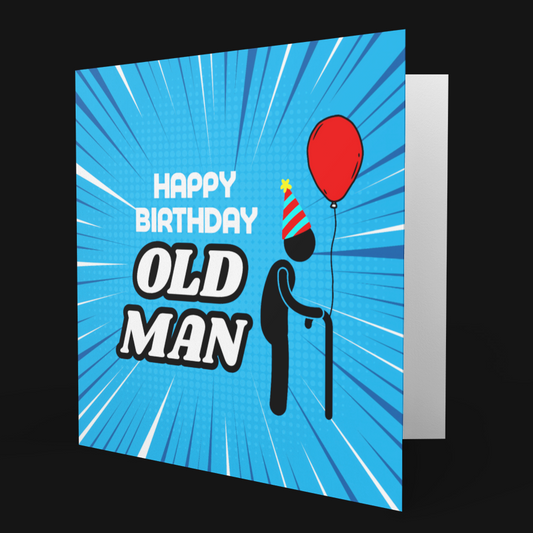 Square Happy Birthday Old Man Birthday Card