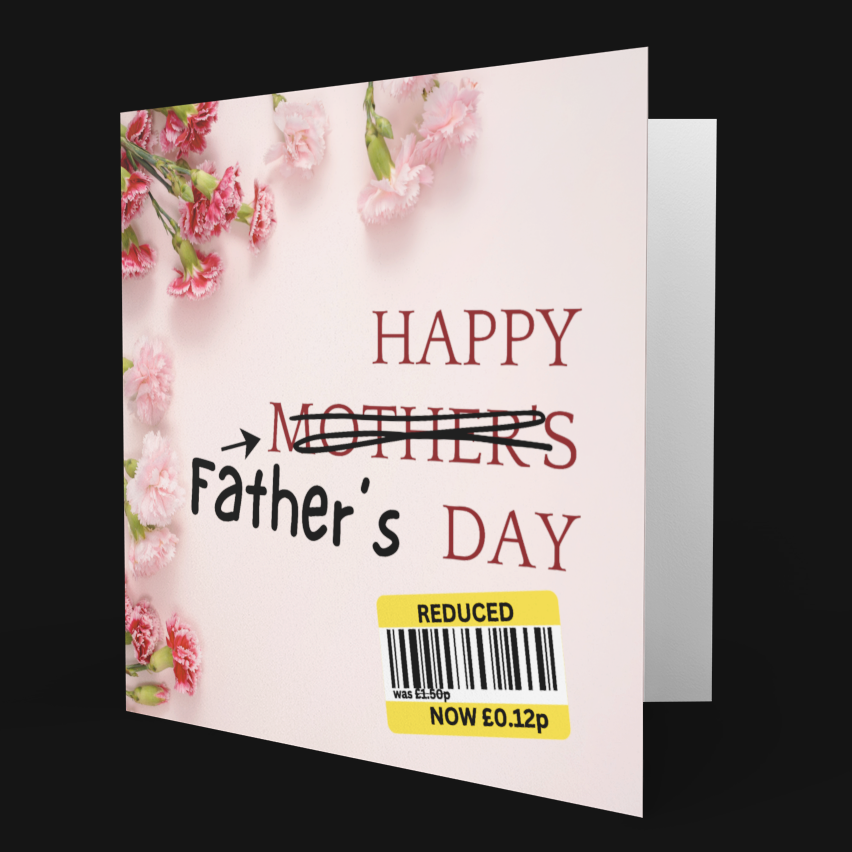 Card with 'Happy Father's Day' text on a black background
