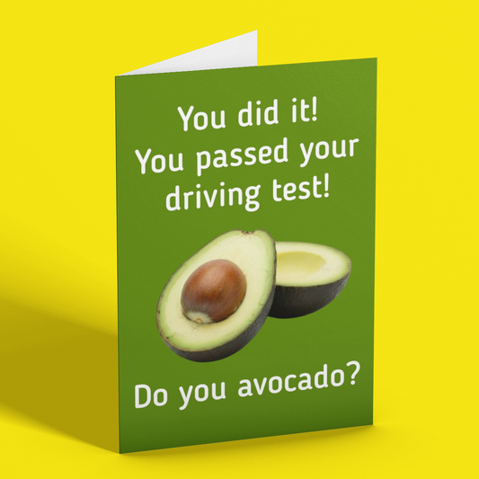 Funny Avocado Passed Driving Test Card