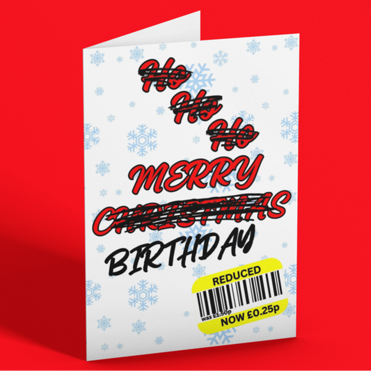 Funny Reduced Sticker Merry Birthday Card