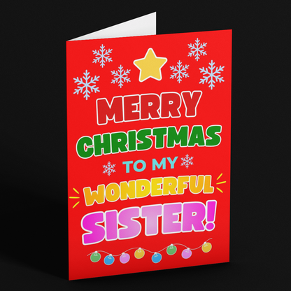 Merry Christmas to My Wonderful Sister! Christmas Card