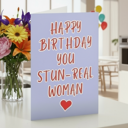 Birthday card with red text and a heart on a dark background