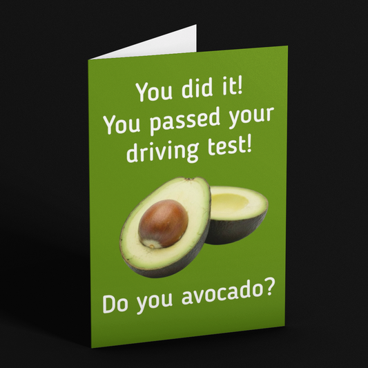 Funny Avocado Passed Driving Test Card
