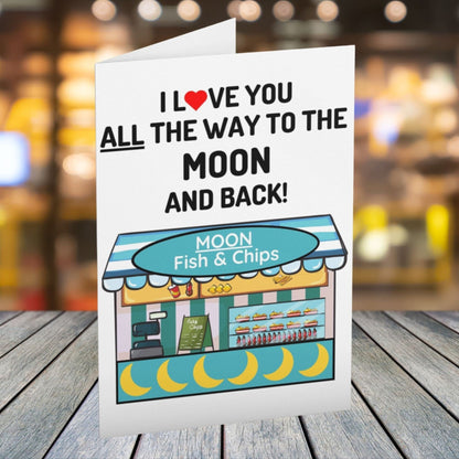 To The Moon And Back Anniversary Card - Click Of A Button Prints
