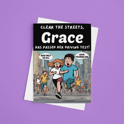 Personalised Clear The Streets Driving Test Card - Click Of A Button Prints