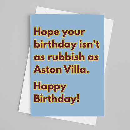 Aston Villa Cheeky Happy Birthday Card