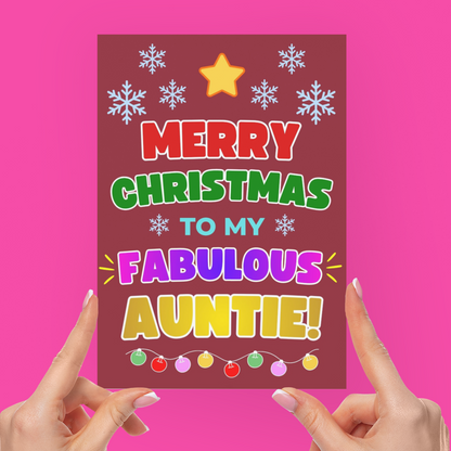 Merry Christmas to My Fabulous Auntie! Christmas Card