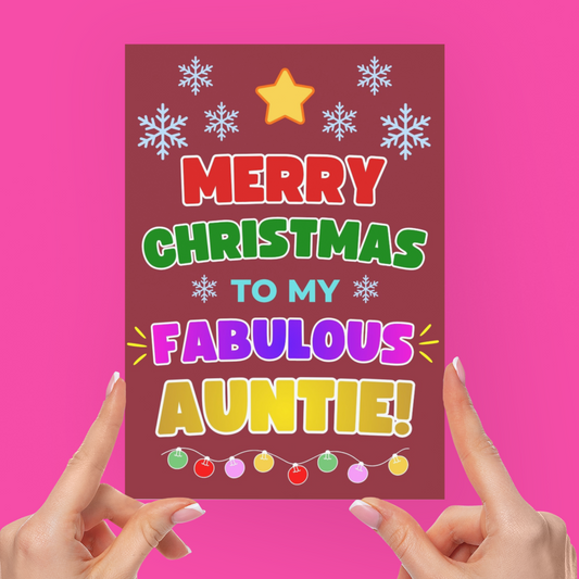 Merry Christmas to My Fabulous Auntie! Christmas Card