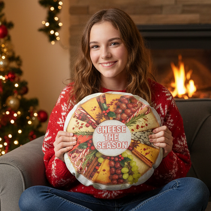 Funny Cheese The Season Round Christmas Cheese Board Cushion