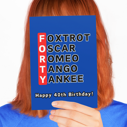 40th Birthday Phonetic Alphabet Card