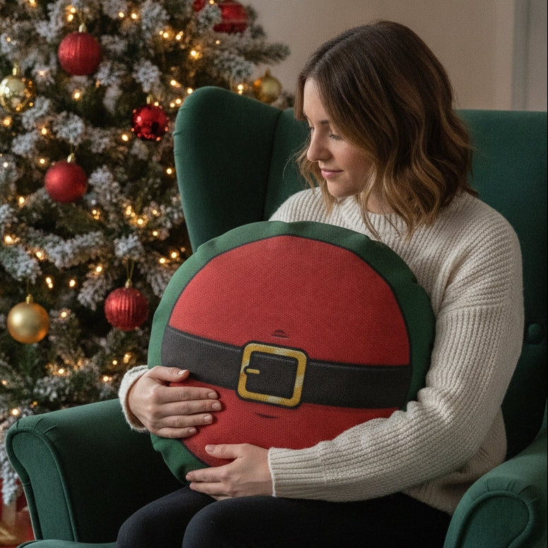 Funny Santa Belly Cushion 18 Inch Round Christmas Novelty Cushion