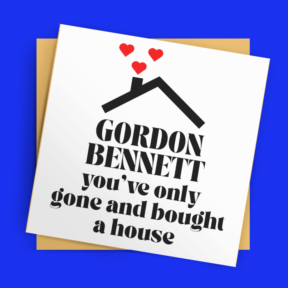 Greeting card with text and design on a blue background