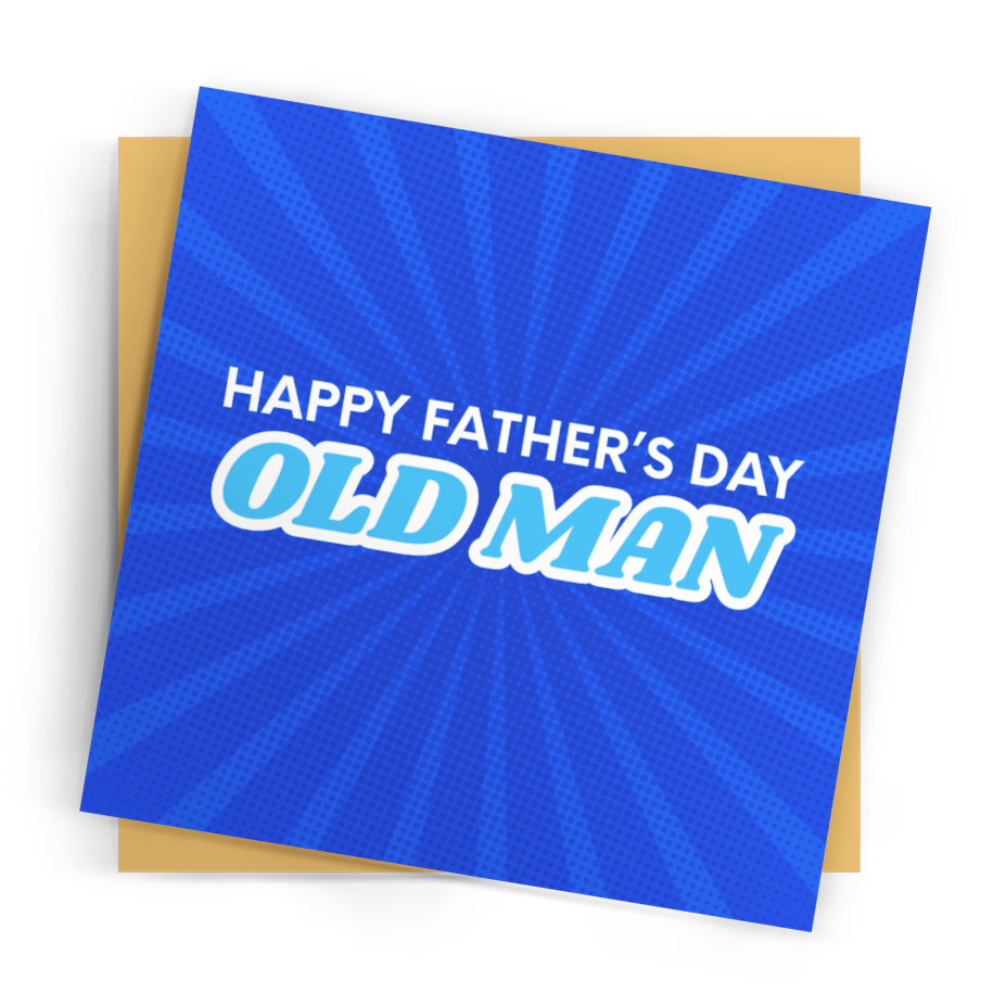 Happy Father's Day Old Man Card Square