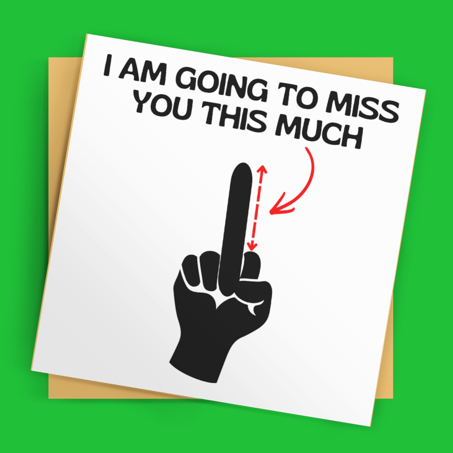 Card with middle finger gesture and text on a green background
