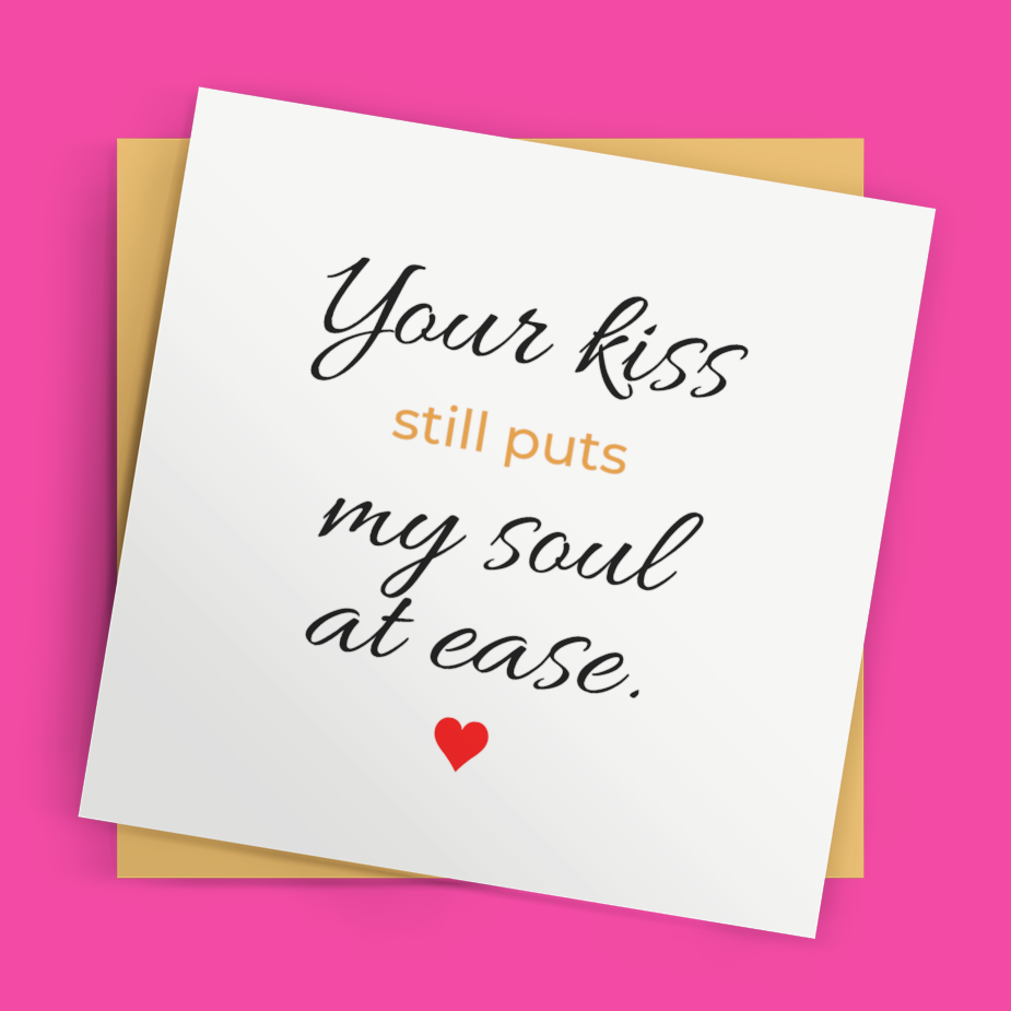 Card with romantic message on a pink background