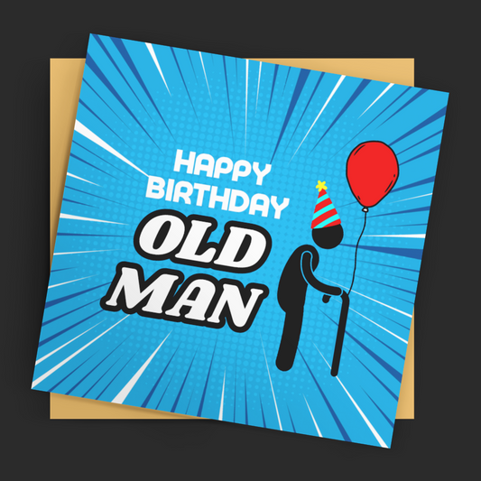 Square Happy Birthday Old Man Birthday Card